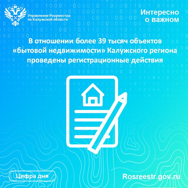 В отношении более 39 тысяч объектов «бытовой недвижимости» Калужского региона пров