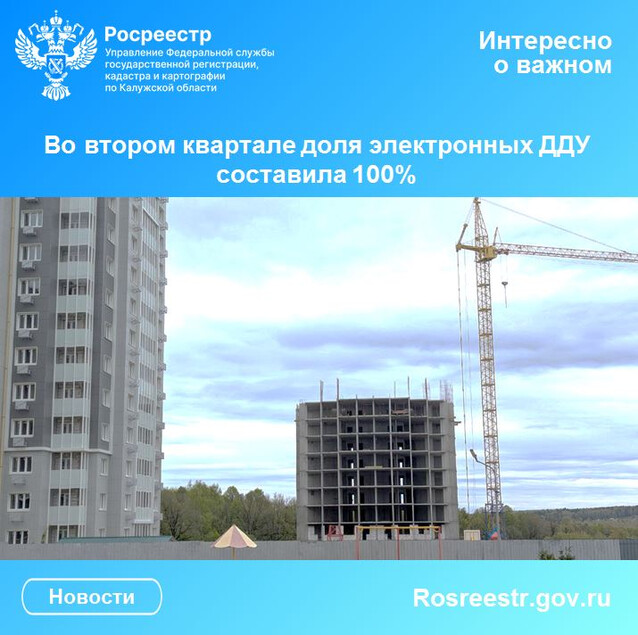 Во втором квартале доля электронных ДДУ составила 100%