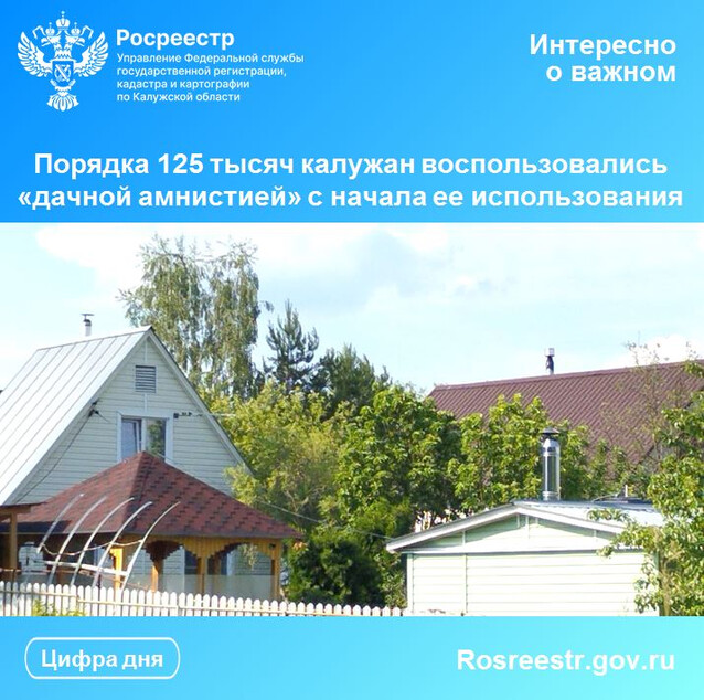 Порядка 125 тысяч калужан воспользовались «дачной амнистией» с начала ее использования