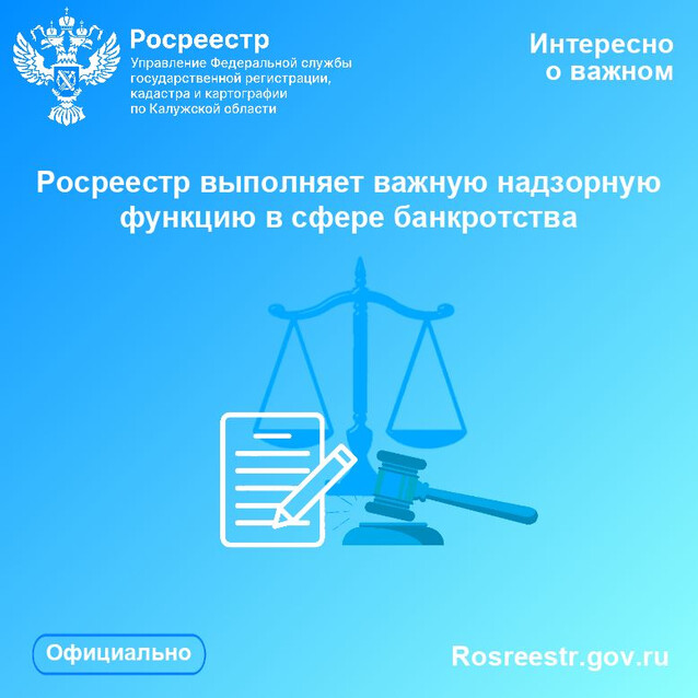 Росреестр выполняет важную надзорную функцию в сфере банкротства