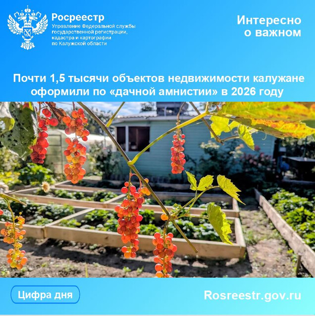 Почти 1,5 тысячи объектов недвижимости калужане оформили по «дачной амнистии» в 2026 году